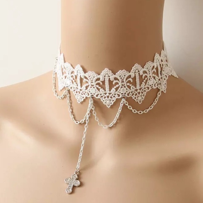 Gothic Wedding Style Choker With Hanging Cross.Nwt 5 For $25 Mix And Match.